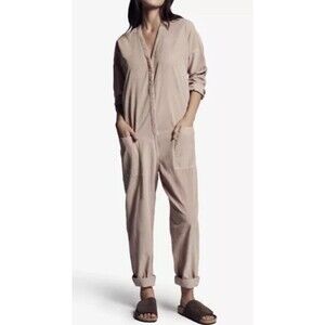 James Perse Overall Green Olive Size 1/S Jumpsuit Ultra Fine Corduroy Jumper